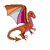 a dragon in lesbian flag colors