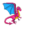 a dragon in pan flag colors