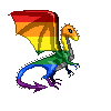 a dragon in rainbow stripes