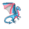 a dragon in trans flag colors